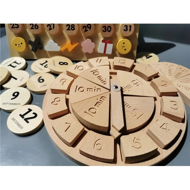 Wood Magnetic Calendar, Clock