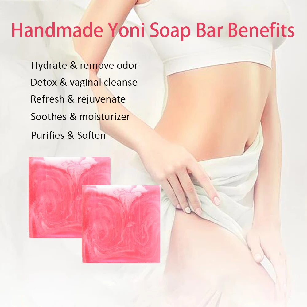 Rose Yoni Soap Bars 100% Handmade Natural Yoni Bar PH Balanced & V Cleansing Bar Soap for Women Yoni Wash Away Odor