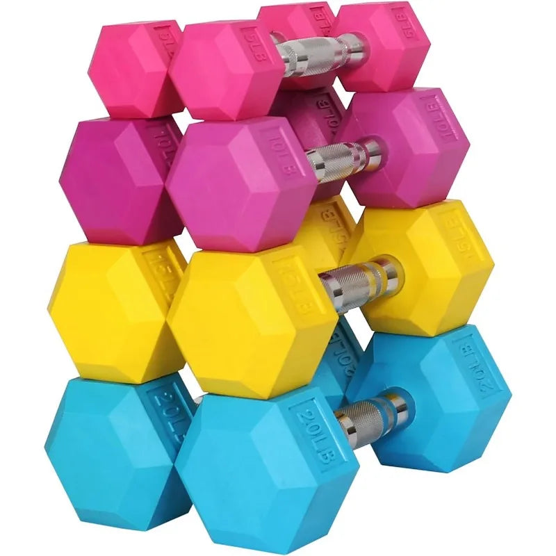 Hex Dumbbell Weight Set and Storage Rack,