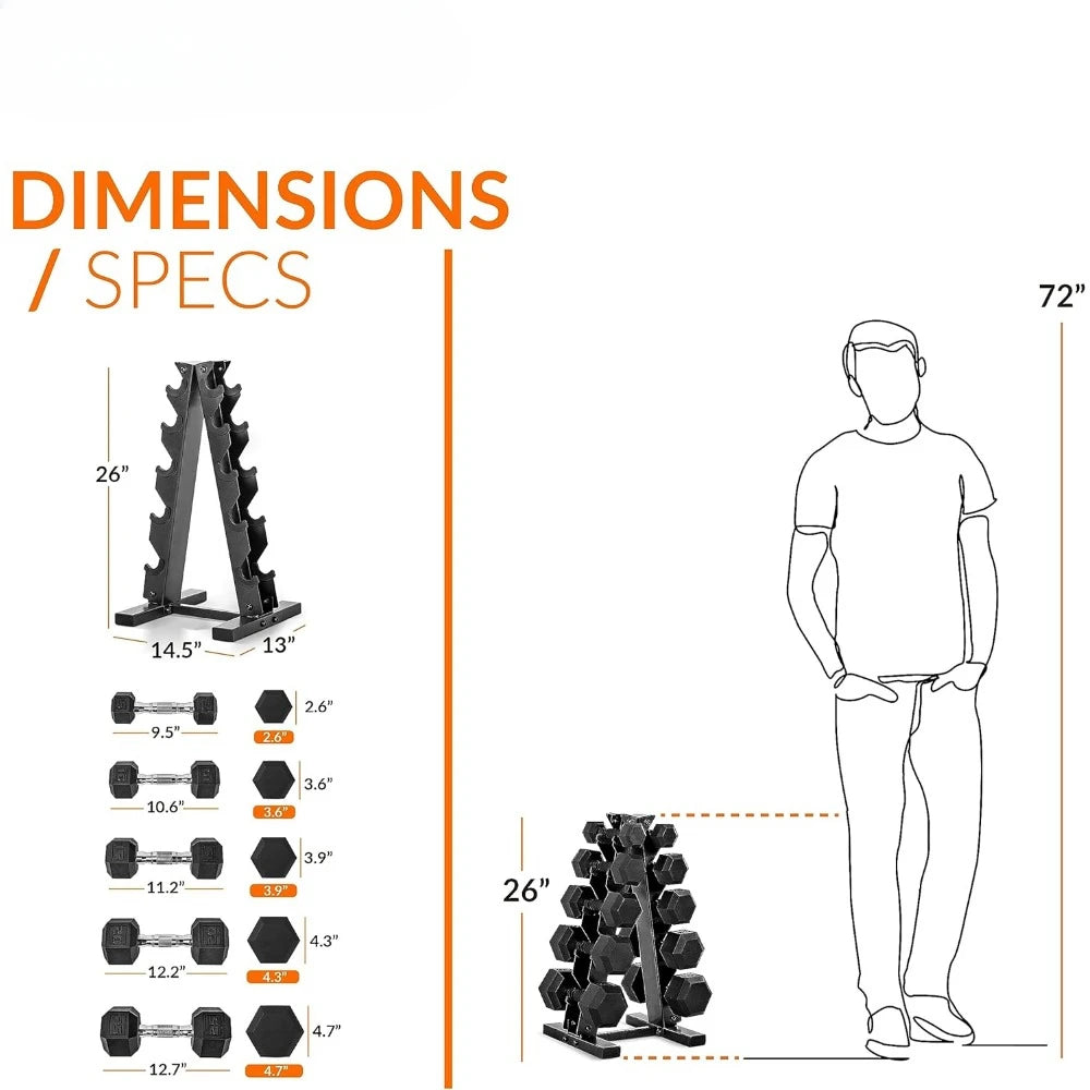 Dumbbell Set with Rack | Multiple Options in 150lbs and 210lbs