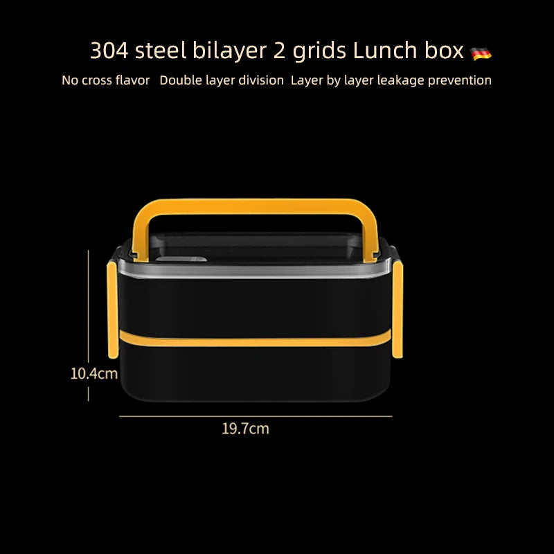 Insulated Lunch Box Sealed Crisper Double Compartment Bento Box Portable Lunch Box