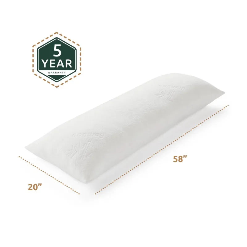 Shredded Memory Foam Body Pillow, Extra Large, Ultra Plush, White, Rest Haven