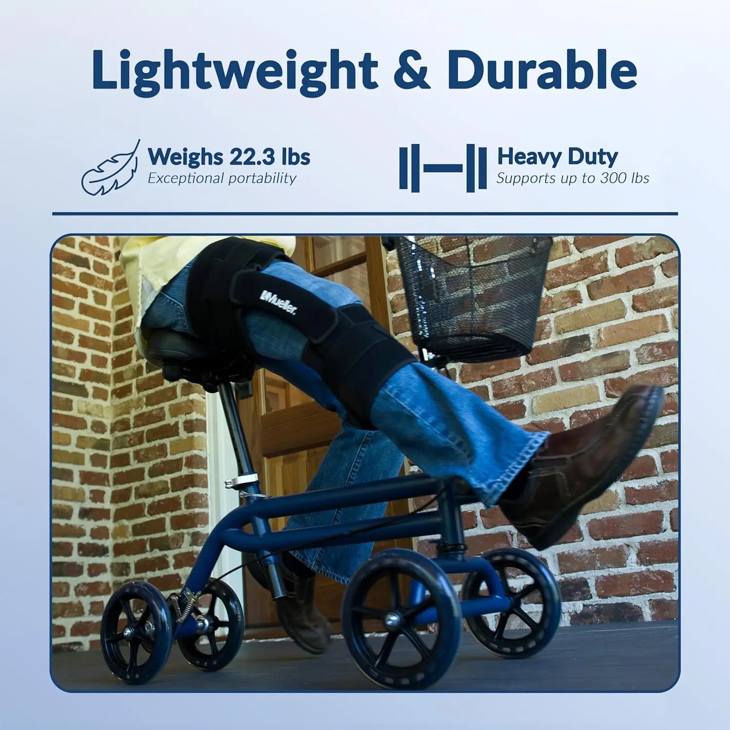 KneeRover Steerable Seated Scooter Mobility Knee Walker - Sitting Scooter with Leg Rest and Comfortable Gel Seat - Knee Walking